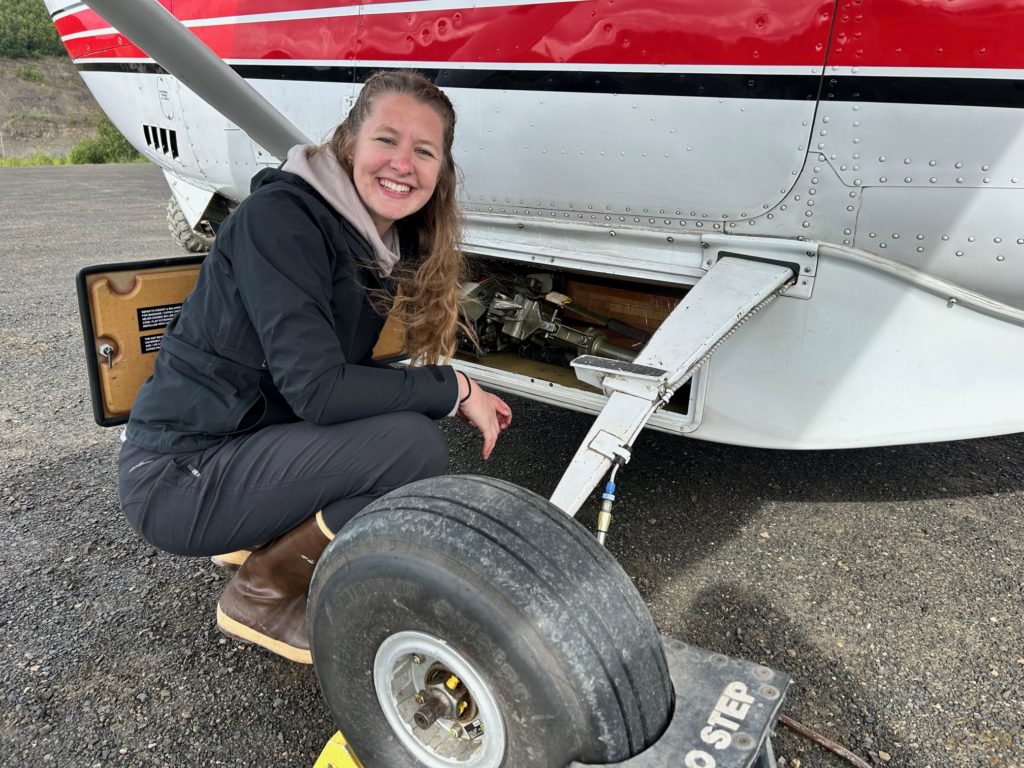 Jocelyn working on her plane